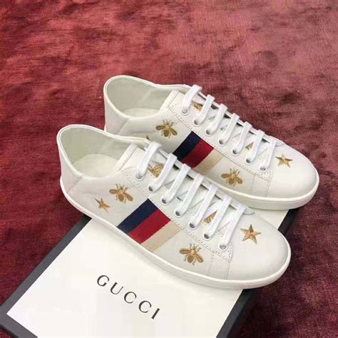 gucci ace embroidered sneaker bee|gucci women's ace leather sneaker.